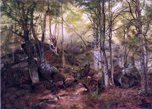  John George Brown Deerhunter in the Woods - Canvas Art Print
