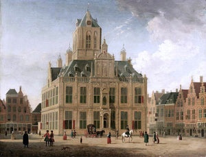  Jan Ten Compe Delft: A View of the Town Hall Seen from the Grote Market - Canvas Art Print