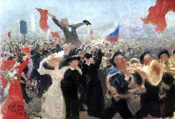  Ilia Efimovich Repin Demonstration on October 17, 1905 - Canvas Art Print