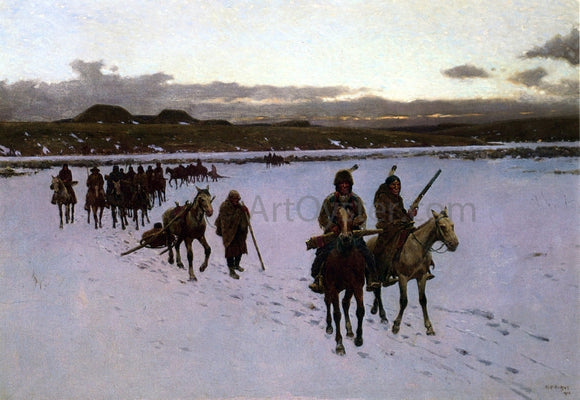  Henry F Farney Departure for the Buffalo Hunt - Canvas Art Print