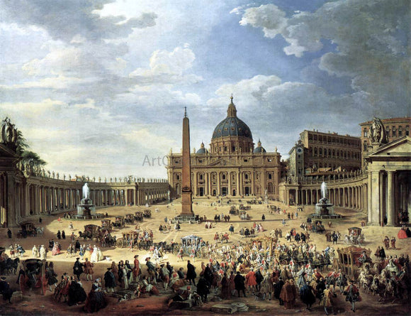  Giovanni Paolo Pannini Departure of the Duc de Choiseul from the Piazza di San Pietro - Canvas Art Print