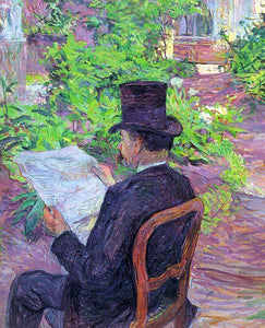  Henri De Toulouse-Lautrec Desire Dehau Reading a Newspaper in the Garden - Canvas Art Print