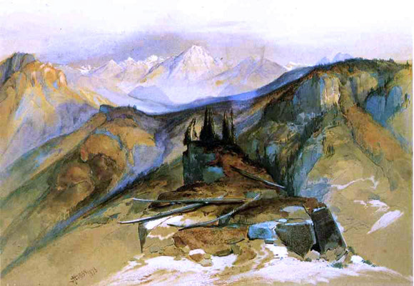  Thomas Moran Distant Peaks - Canvas Art Print
