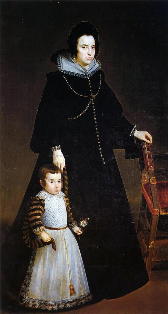  Diego Velazquez Dona Antonia de Ipenarrieta y Galdos with Her Son - Canvas Art Print