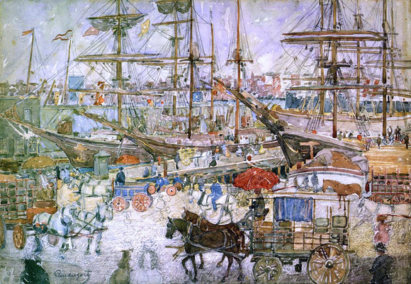  Maurice Prendergast Docks, East Boston - Canvas Art Print