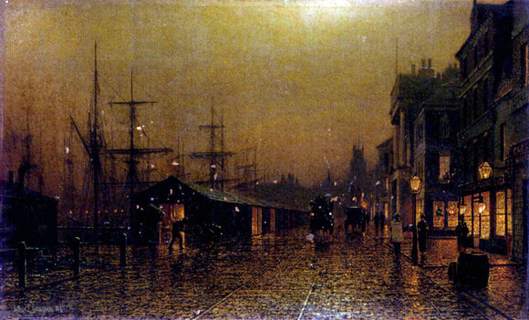  Arthur E Grimshaw Dockside scene - Canvas Art Print