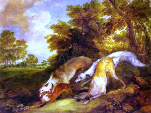 Thomas Gainsborough Dogs Chasing a Fox - Canvas Art Print
