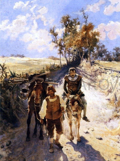  Jose Jimenez Y Aranda Don Quixote and Sancho Panza - Canvas Art Print