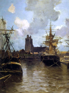  Frank Myers Boggs Dordrecht Harbor - Canvas Art Print