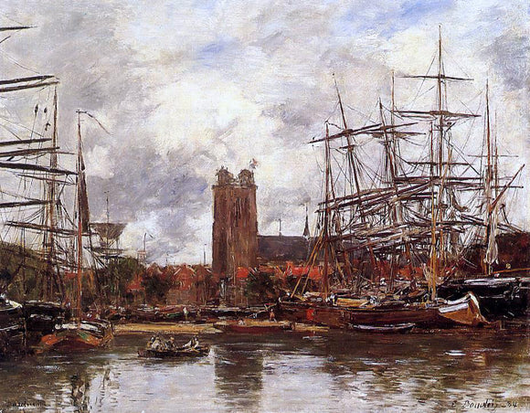  Eugene-Louis Boudin Dordrecht, View of the Port - Canvas Art Print
