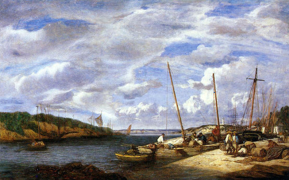  Eugene-Louis Boudin Douarnenez, Fishing Boats at Dockside - Canvas Art Print