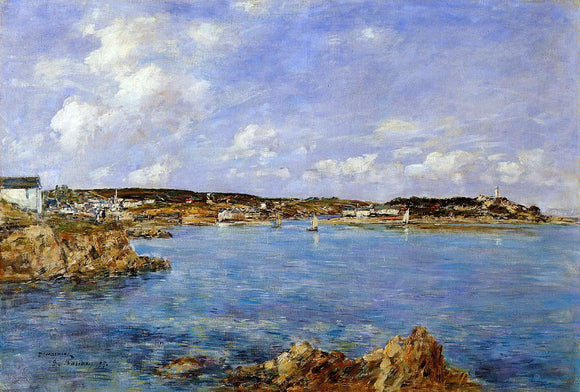  Eugene-Louis Boudin Douarnenez, the Bay, View of I'Ile Tristan (also known as tristan) - Canvas Art Print