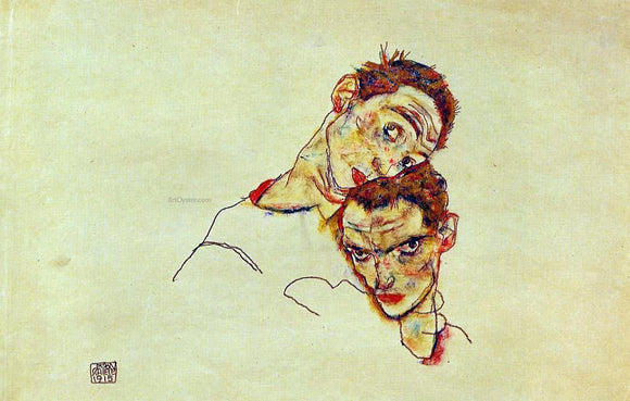  Egon Schiele Double Self Portrait - Canvas Art Print