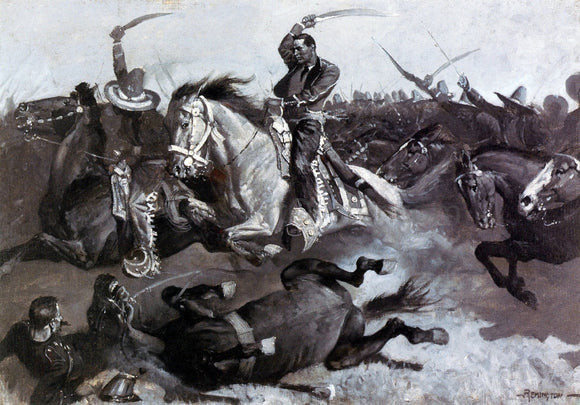  Frederic Remington Down go Horses and Men - Canvas Art Print