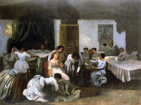  Gustave Courbet Dressing the Dead Girl (also known as Dressing the Bride) - Canvas Art Print