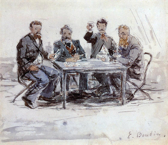  Eugene-Louis Boudin Drinkers on the Farm at Saint-Simeon - Canvas Art Print