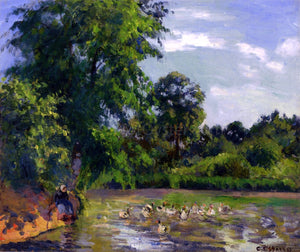  Camille Pissarro Ducks on the Pond at Montfoucault - Canvas Art Print