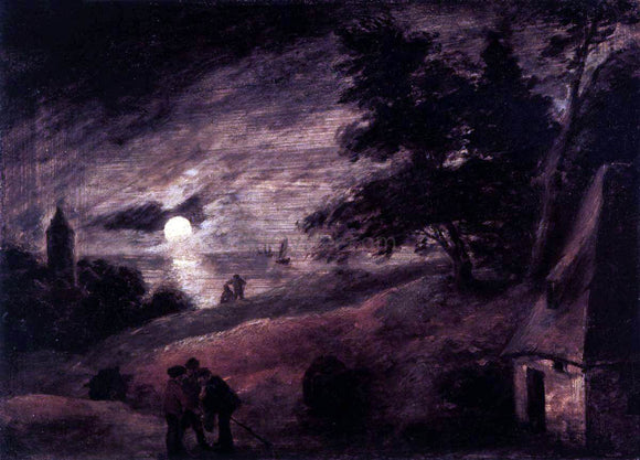  Adriaen Brouwer Dune Landscape by Moonlight - Canvas Art Print