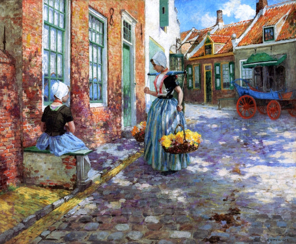  George Hitchcock A Dutch Flower Girl - Canvas Art Print