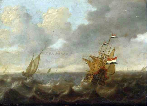  Jan Abrahamsz Beerstraten Dutch Ships on a Rough Sea - Canvas Art Print