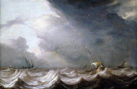  The Elder Pieter Mulier Dutch Vessels at Sea in Stormy Weather - Canvas Art Print