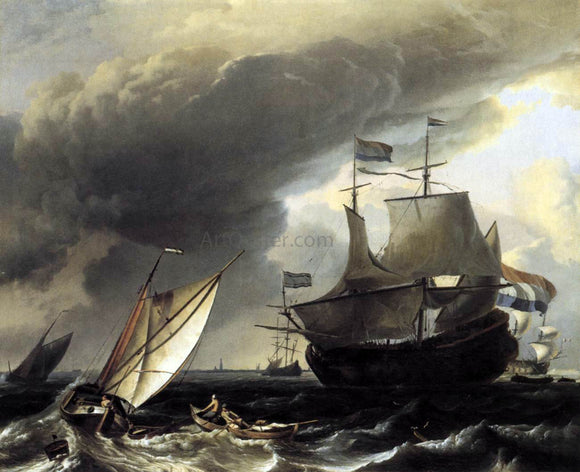  Ludolf Backhuysen Dutch Vessels on the Sea at Amsterdam - Canvas Art Print