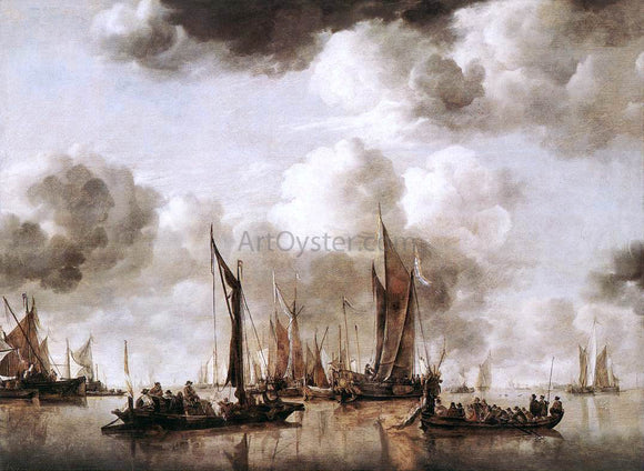  Jan Van de Capelle Dutch Yacht Firing a Salvo - Canvas Art Print