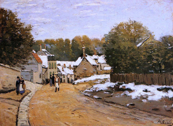  Alfred Sisley Early Snow at Louveciennes (also known as Rue de Voisins, Louveciennes: First Snow) - Canvas Art Print