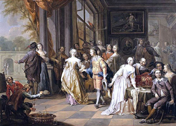  Franz Christoph Janneck Elegant Company in an Interior - Canvas Art Print