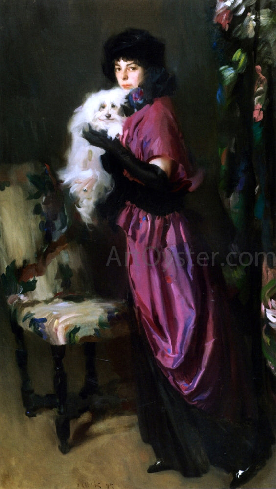  Albrogio Antonio Alciati Elegant Woman with Her Dog - Canvas Art Print