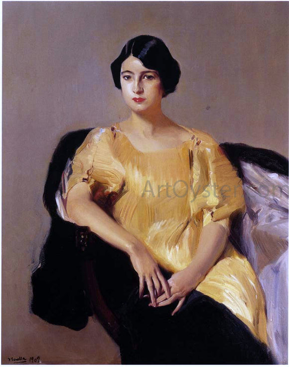  Joaquin Sorolla Y Bastida Elena in a Yellow Tunic - Canvas Art Print