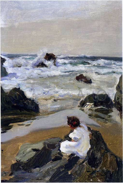  Joaquin Sorolla Y Bastida Elenita at the Beach, Asturias - Canvas Art Print