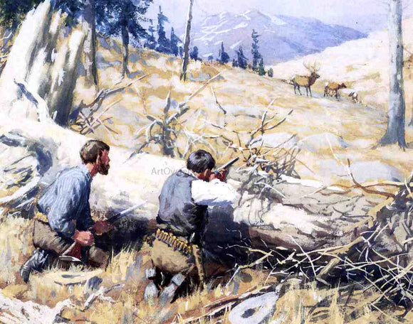  Arthur B Frost Elk Ahead - Canvas Art Print