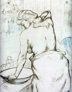  Henri De Toulouse-Lautrec Elles: Woman at Her Toilette, Washing Herself - Canvas Art Print