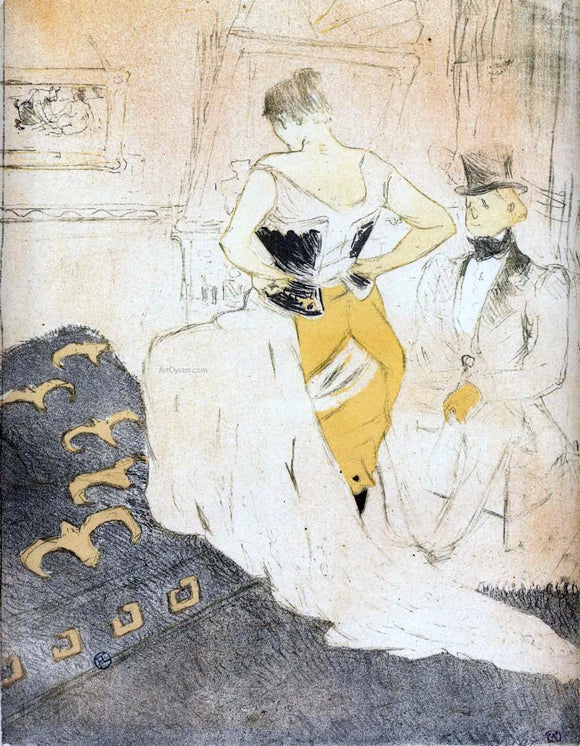 Henri De Toulouse-Lautrec Elles: Woman Fastening a Corset, Passing Conquest - Canvas Art Print