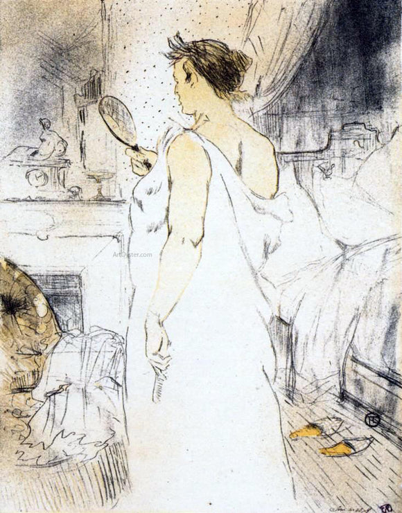  Henri De Toulouse-Lautrec Elles: Woman Looking into a Hand Held Mirror - Canvas Art Print