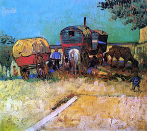  Vincent Van Gogh An Encampment of Gypsies with Caravans - Canvas Art Print