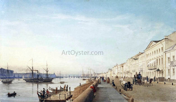  Eduard Gaertner English Embankment in Petersburg - Canvas Art Print