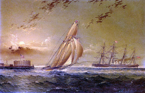  James E Buttersworth English Steamer off Staten Island - Canvas Art Print