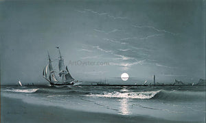  David Johnston Kennedy Entrance to Harbor - Moonlight - Canvas Art Print