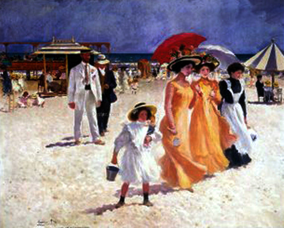  Cecilio Pla y Gallardo Escena en la Playa - Canvas Art Print