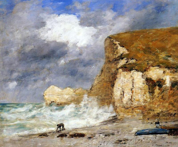  Eugene-Louis Boudin Etretat: the Amont Cliff in November - Canvas Art Print