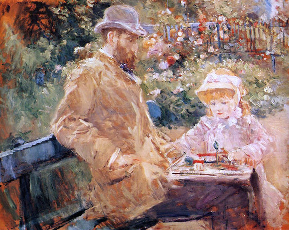  Berthe Morisot Eugene Manet and His Daughter at Bougival - Canvas Art Print