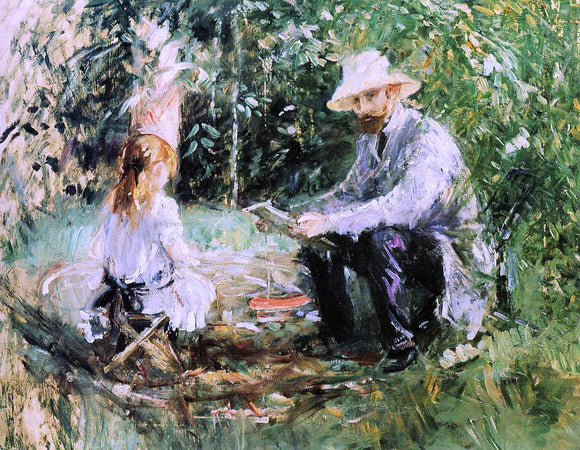  Berthe Morisot Eugene Manet and His Daughter in the Garden - Canvas Art Print