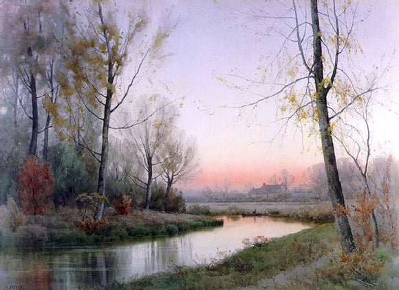  Henry Farrer Evening Along the River - Canvas Art Print