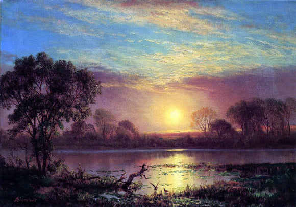  Albert Bierstadt Evening, Owens Lake, California - Canvas Art Print