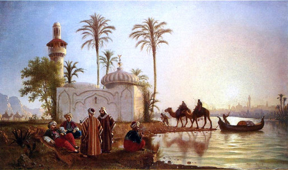  Fortunato Arriola Evening Smoke by the Mosque - Canvas Art Print