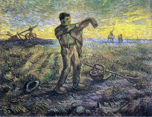  Vincent Van Gogh Evening: The End of the Day (after Millet) - Canvas Art Print