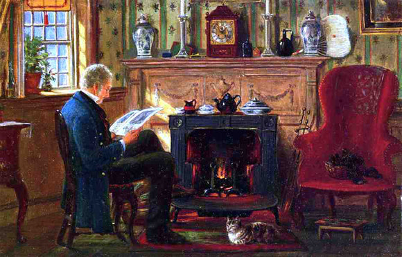  Edward Lamson Henry Examining Illustrations by the Fire - Canvas Art Print