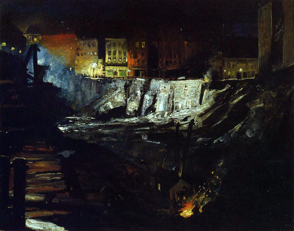  George Wesley Bellows Excavation at Night - Canvas Art Print